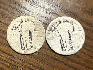 lot 52 image: 2 Standing Liberty Silver Quarters