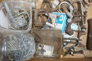 lot 93 image: Muffler clamps, shingling nails