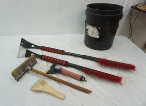 lot 271 image: Snow Scrapers and Brushes (5 Gallon Bucket included)