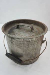 lot 288 image: Vintage Metal Bucket with Lid. Very good condition.