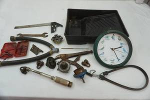 lot 361 image: Paint Tray, Wall Clock, Variety of Hardware Items