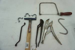 lot 362 image: Hardware Lot Rock Hammer, Tape Measure and More