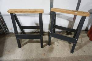 lot 420 image: Saw Horses. Lightweight, easy to move. Metal Legs