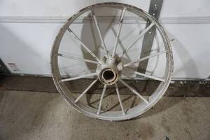 lot 432 image: Antique Cast Iron Wagon Wheel