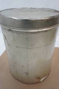 lot 447 image: Vintage Metal Canister 10 diameter by 12.5 tall