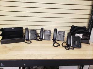 lot 21 image: 4 Office phones & 3 file folder holders