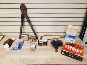 lot 45 image: Various tools air filter dust mask plumbing