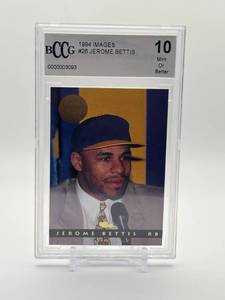 lot 119 image: 1994 Images Jerome Bettis Rookie Card BCCG Graded 10, Mint Perfect Pittsburgh Steelers Legend and NFL Hall of Famer