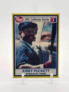 lot 124 image: 1991 Post Cereal Collector Series Kirby Puckett Card Minnesota Twins Legend and MLB Hall of Famer