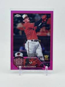 lot 138 image: 2023 Topps Chrome Update Series - Rookie Debut Adley Rutschman #USC1 Pink Refractor Rookie Card
