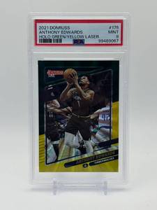 lot 164 image: 2021-22 Panini Donruss - Anthony Edwards #175 Holo Green & Yellow Laser PSA Graded 9 Mint