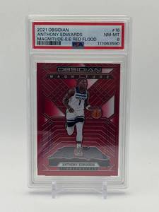 lot 169 image: 2021-22 Panini Obsidian - Magnitude Anthony Edwards Electric Etch Red Flood PSA Graded 8 Near MintMint