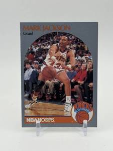 lot 181 image: 1990-91 NBA Hoops - Mark Jackson #205 Famous Menendez Brothers in the Background Classic 1990s Collectible Card