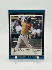 lot 195 image: 2002 Bowman Justin Morneau Rookie Card Minnesota Twins Legend