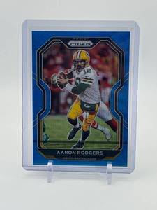 lot 209 image: 2020 Panini Prizm - Aaron Rodgers #206 Blue Wave Prizm 25199