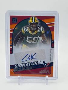 lot 214 image: 2021 Donruss Chrstian Kirksey Rookie Signature Card OrangeRed