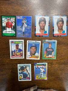 lot 244 image: Baseball Card Rookie Card Lot, 10-Cards all Rookies, Justin Upton, AJ Burnett, Roberto Alomar, Manny Ramirez, Gary Sheffield, Jim Abbot, Mark Grace