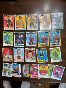 lot 258 image: Vintage Hockey Card Lot, 23 Cards, (Some Cards Have Writing in Pen. The writing in black marker is on the penny sleeve and not on the card itself)