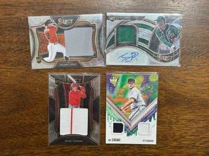 lot 281 image: Baseball Card Rookie, Autograph and Jersey Card Lot, Four Great Cards, Some Serial #d