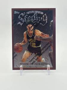 lot 361 image: 1996-97 Topps Finest - Common Bronze John Stockton #90 Sterling Insert Card