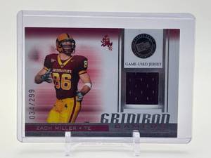 lot 396 image: 2007 Press Pass - Gridiron Gamers Zach Miller #GG-ZM Silver 299 Jersey Card Rookie
