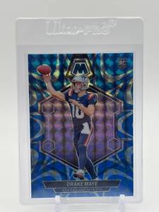 lot 415 image: 2024 Panini Mosaic - Rookies Drake Maye #303 Reactive Blue Mosaic Prizm Rookie Card
