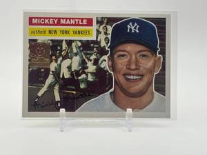 lot 422 image: 1996 Topps - Mickey Mantle Commemorative Reprints Mickey Mantle #6 1956 Topps