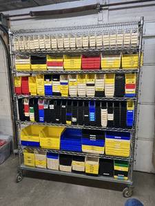 lot 14 image: High Quality Heavy Duty InterMetro Super Erecta Shelving System 7 Tier Stainless Steel Chrome Finish NSF Wire Storage Cart Truck With Locking Casters - 79.5 x 59 x 18 - Great Condition Rack Only No Bins Included