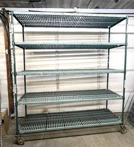 WOW High Quality Heavy Duty Metro Super Erecta Pro Industrial&nbsp;Epoxy Coated&nbsp;Shelving Cart - 80" x 71" x 24" 5-Tier&nbsp;Removable polymer shelf mats, 800lbs Cap./shelf &amp; built in Microban antimicrobial protection!