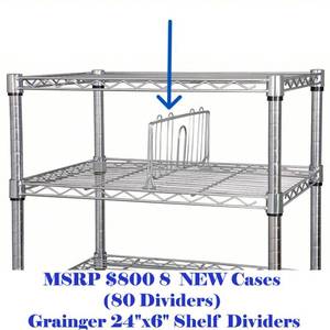 lot 30 image: MSRP $800 8 Cases (80 Dividers) NEW Grainger 24x6 Steel Shelf Dividers Quick to Assemble & Adjust -vertical barriers&nbsppartition&nbspmount front-to-back on wire shelves -keeps items on the shelves organized & separated.