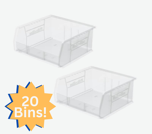 lot 8 image: MSRP $200 Lot of 20 Akro-Mils 30235 AkroBins Plastic Storage Bins - 10.875 x 11 x 5 50 lb Capacity - Resistant to Weak Acid, Corrosion-Proof, Stackable - Perfect for Garage, Workshop, or Warehouse Organization