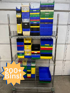 lot 12 image: Lot of 200 Various Akro Mills AkroBins Stackable Storage Trays &amp Bins  Perfect for Organizing Medical Cart Drawers, Tools, or Miscellaneous Supplies  Versatile Storage Solution for Any Setting Cart Not Included