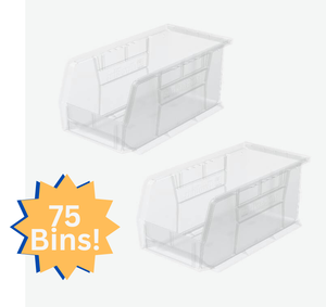 lot 3 image: MSRP $500 Lot 75 Clear Akro-Mils 30230 Akro-Bins Excellent Condition Heavy-Duty Hanging &amp Stacking Storage Bins 10.875x5.5x5 30 lb Capacity Corrosion-Proof, Resistant to Weak Acid  Perfect for Garage, Workshop or Warehouse Organization