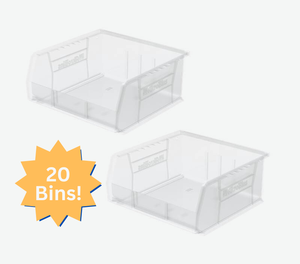 lot 4 image: MSRP $200 Lot of 20 Akro-Mils 30235 AkroBins Plastic Storage Bins -Excellent Condition&nbsp10.875 x 11 x 5 50 lb Capacity - Resistant to Weak Acid, Corrosion-Proof, Stackable - Perfect for Garage, Workshop, or Warehouse Organization
