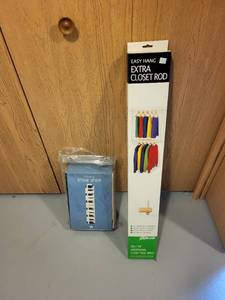 lot 205 image: Easy Hang Extra Closet Rod and Hanging Shoe Shelf Organizer Set