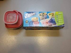 lot 225 image: Ziploc 15-Piece Variety Pack with Extra Glass Containers