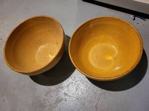 lot 241 image: Pair of Vintage Yellowware Mixing Bowls
