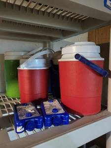 lot 251 image: Collection of Water Coolers, Ice Packs, and Large Reusable Cold Compress