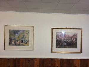 lot 266 image: Pair of Framed Impressionist Art Prints Including Renoir Street Scene