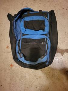 lot 278 image: Black and Blue Backpacking Pack Duffle with Multiple Zippered Pockets