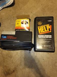 lot 308 image: GE CB Radio, Sears InflatorCompressor, and Super Heat-Magnet Set