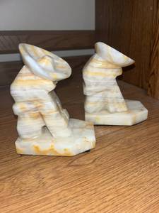 lot 122 image: Pair of Vintage Onyx Cowboy Figurine Bookends