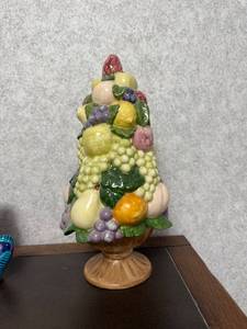lot 86 image: Holland Mold Ceramic Fruit Topiary Table Decor, 14 Inches Tall