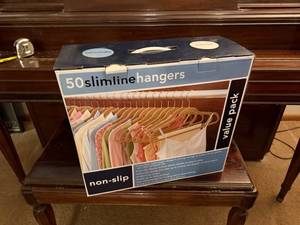 lot 100 image: Box of 50 Non-Slip Slimline Hangers Value Pack