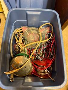 lot 307 image: Large Bin of Assorted Wiring, Cables, and Electrical Parts