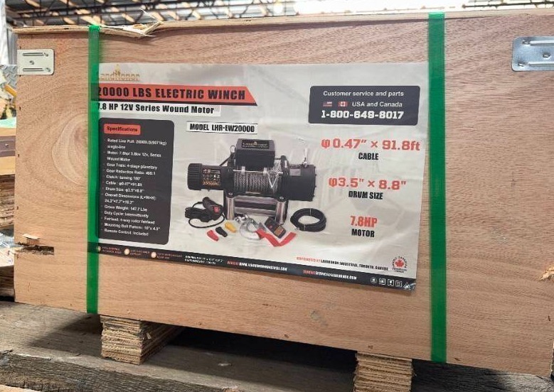 lot 9398 image: Landhonor 20,000 Pound Electric Winch (LHR-EW20000)