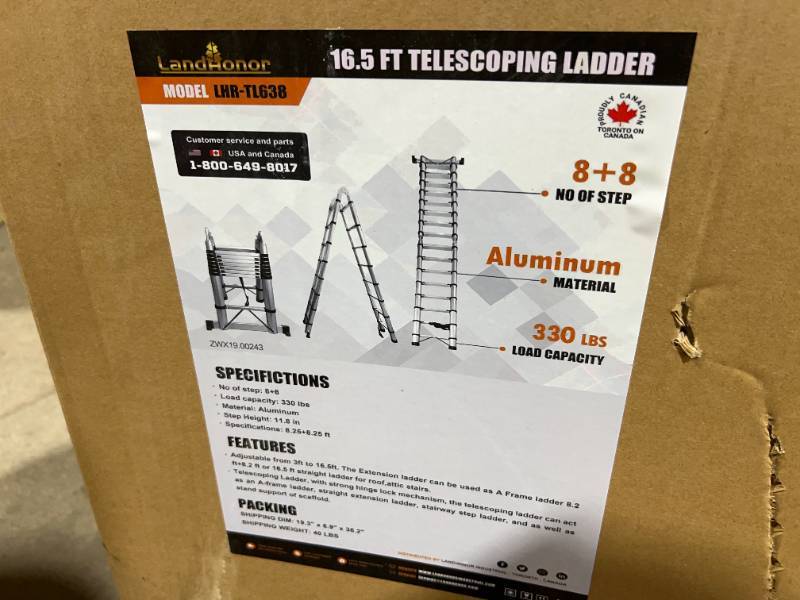 lot 9295 image: Landhonor Telescoping Ladder (LHR-TL638)