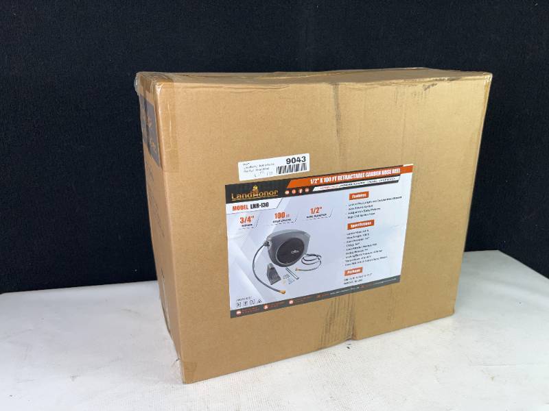 lot 9043 image: Landhonor Retractable Garden Hose Reel (LHR-I30)