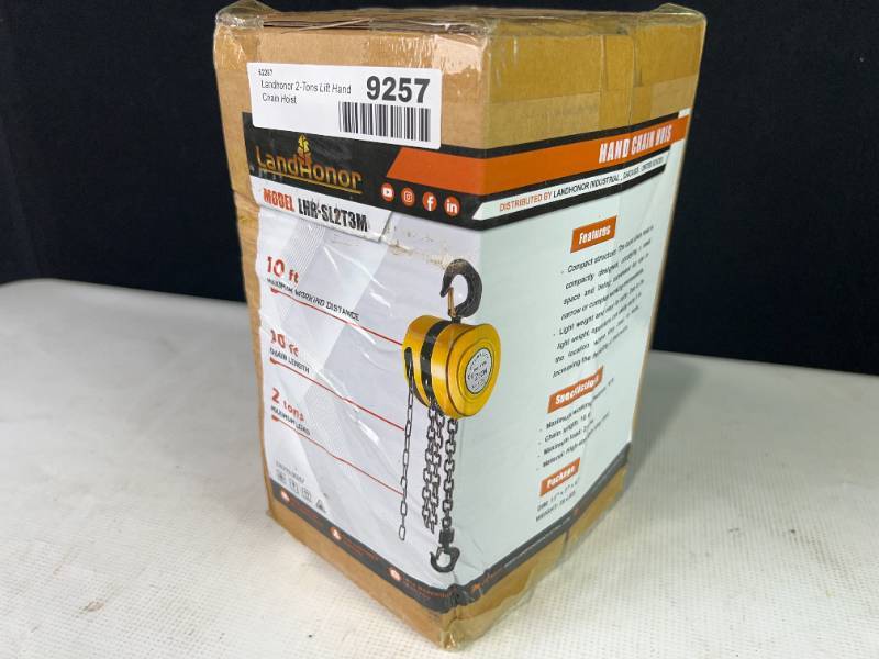lot 9257 image: Landhonor 2-Tons Lift Hand Chain Hoist (LHR-SL2T3M)
