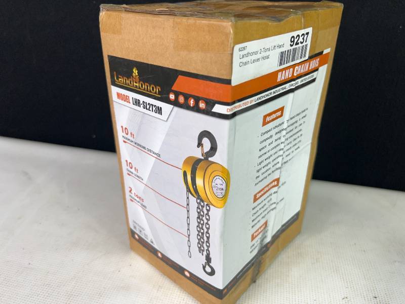 lot 9237 image: Landhonor 2-Tons Lift Hand Chain Lever Hoist (LHR-SB2T3M)